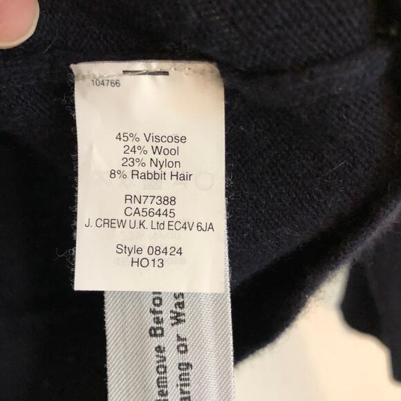 J. Crew blue striped pullover sweater wool angora cozy warm colorful Size XS - Picture 4 of 5